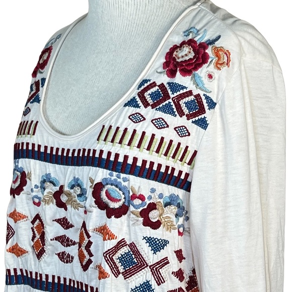Johnny Was Embroidered Ivory Long Sleeve Peplum Tunic Size 1X EUC - Picture 12 of 12